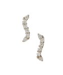 14KT Baby Wave CZ. white gold screw back earrings