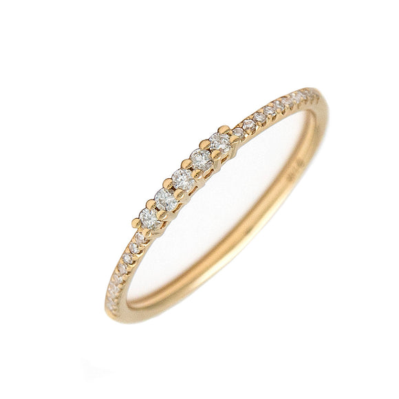 14 KT Thin band 5 center diamond stones ring