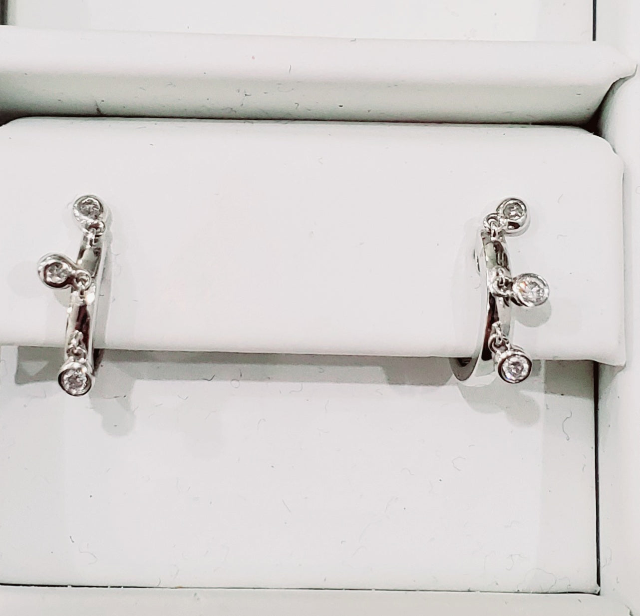 14KT Diamond triple bezel huggie earrings
