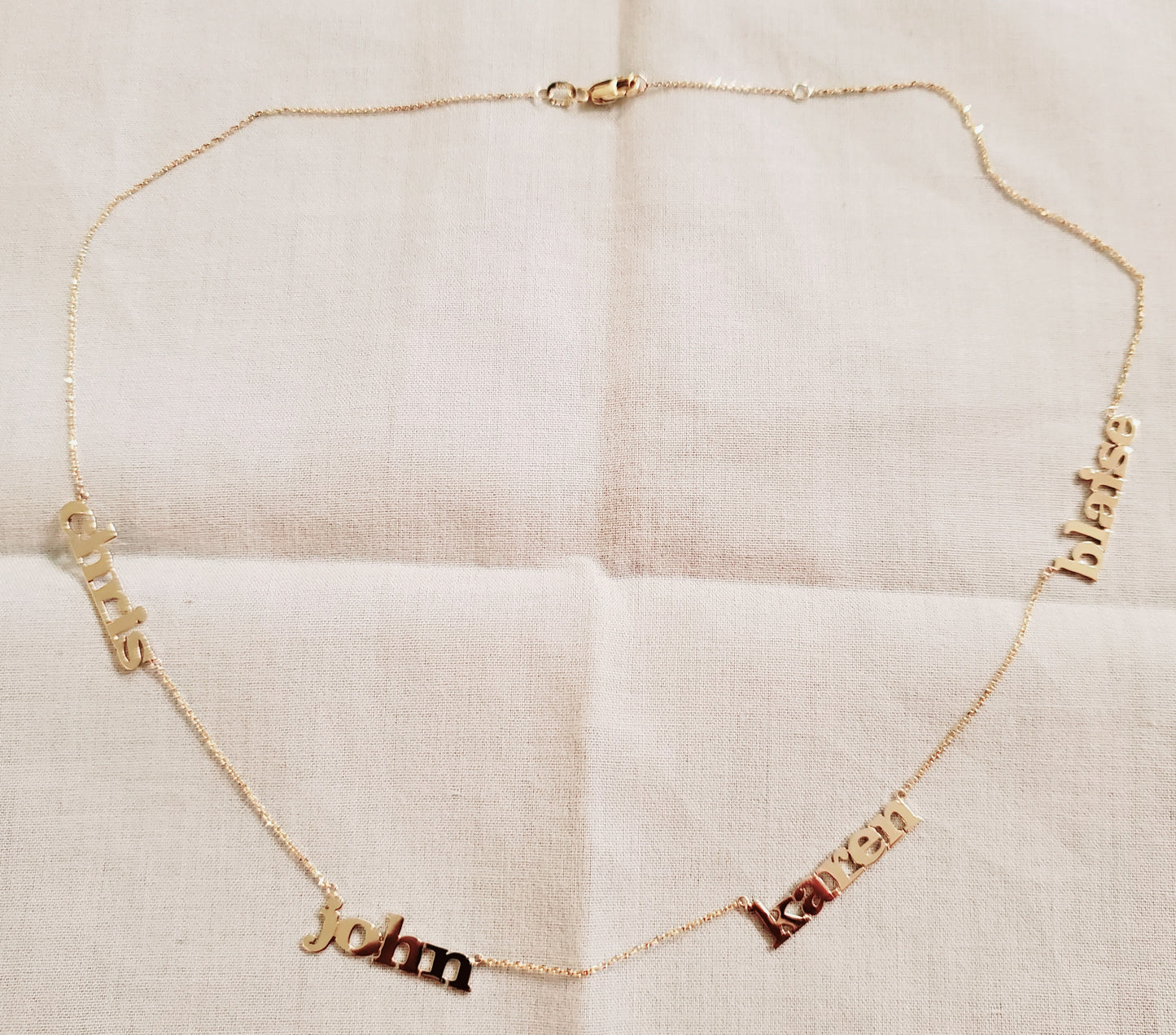 14 KT Solid Gold Multiple Name Necklace 1-6 names