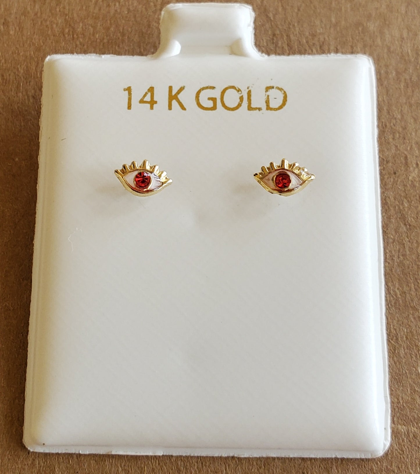 14 KT Eye with blue cz screw back earrings