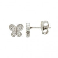 Sterling Diamond sterling butterfly stud
