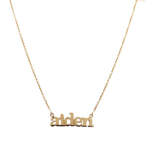 14 KT Multiple Name plate necklace up to 6 names. 5mm. or small height 1inch width.  length varies with two loops to adjust. Gift box with purchase. 