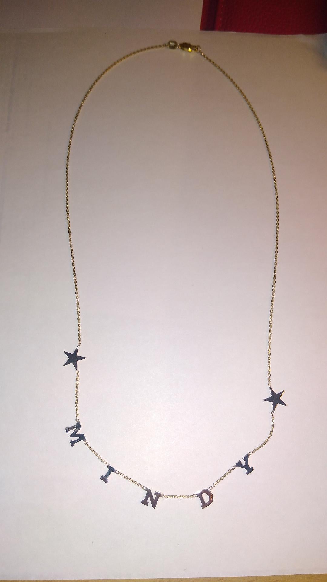 14 KT Love letter with star symbol necklace