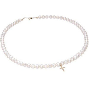 14 KT Children's Handmade Pearl cross necklace