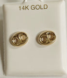 14 KT Anchor link polished yellow gold stud earrings 14 x9 mm.