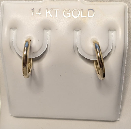 14 KT Polished Child snap top hoop gold