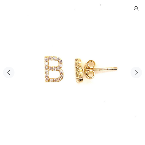 14 KT Diamond Letter earrings