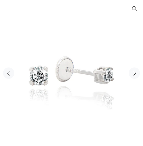 14 KT Child's Four Prong CZ screw back earrings