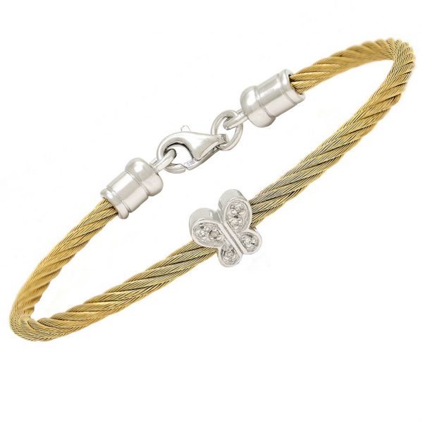 Stainless Infant Diamond Butterfly Bangle
