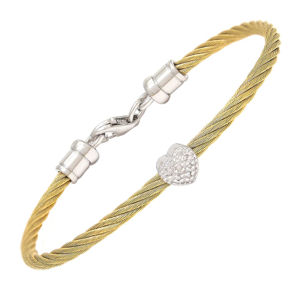 Stainless Infant Diamond Heart Bangle