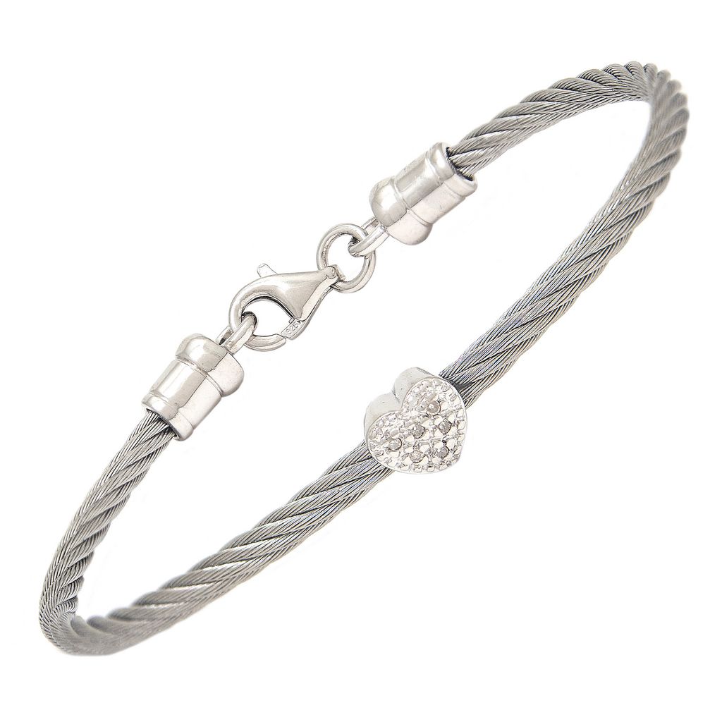 Stainless Infant Diamond Heart Bangle