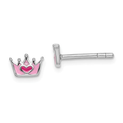 Children's crown enamel stud earrings
