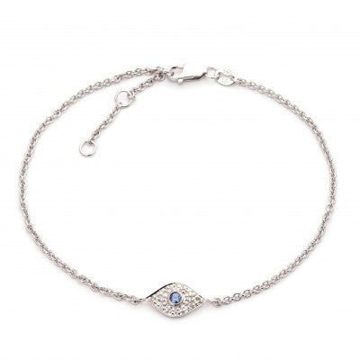Sterling evil eye with diamond and sapphire