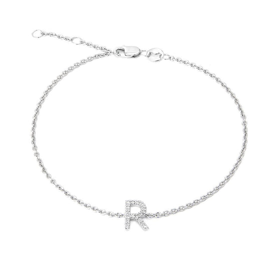 Sterling Silver Diamond Letter bracelet