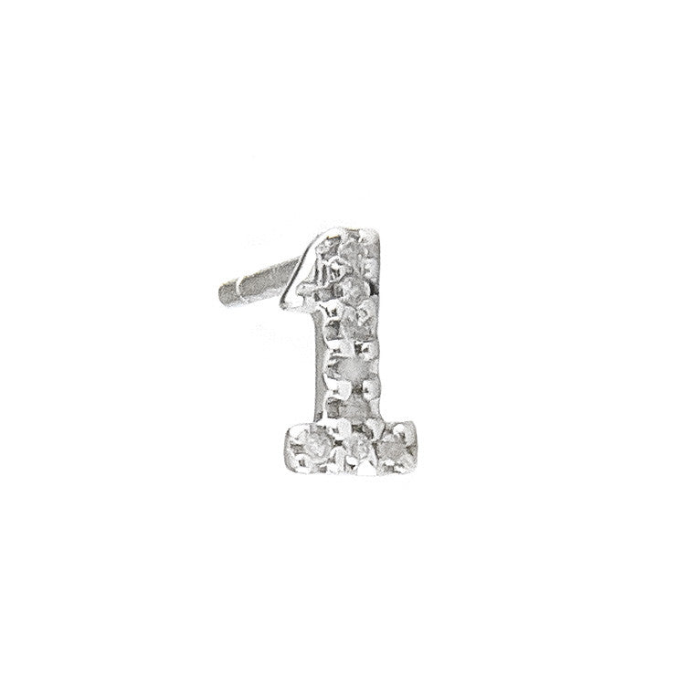 Diamond number earrings singles "9"