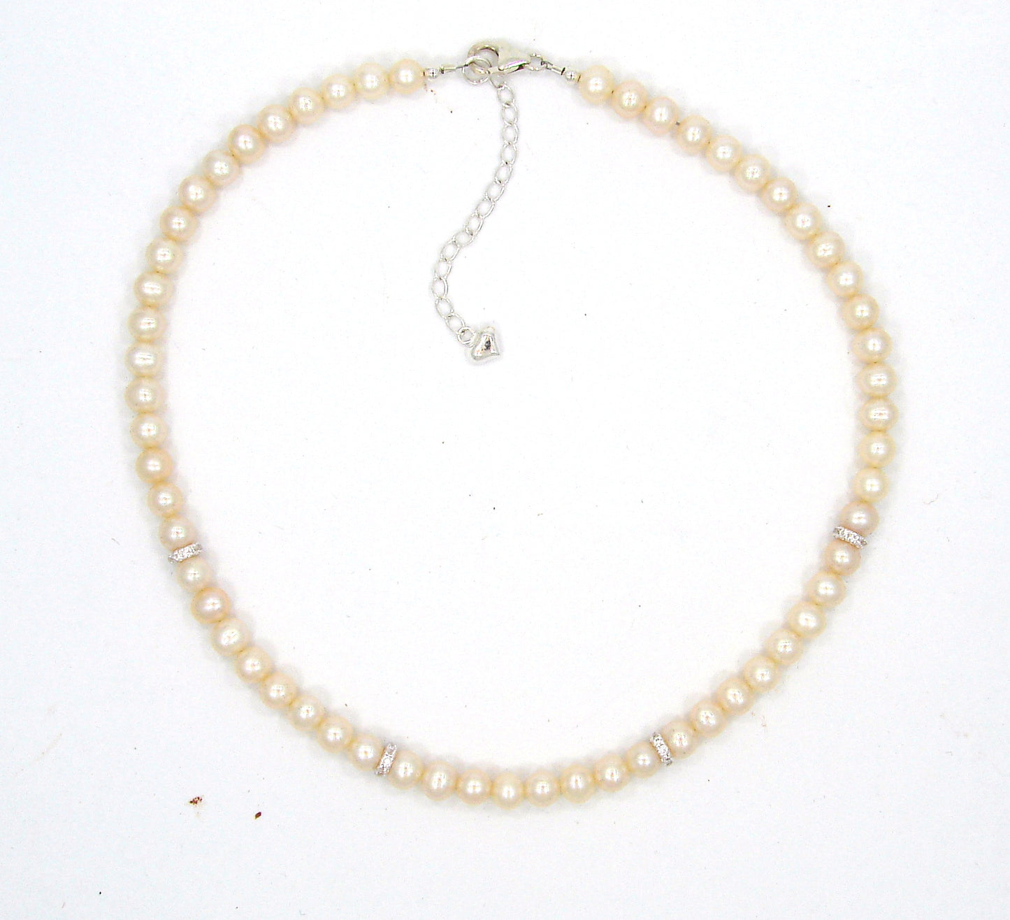 Sterling Silver Children's Pearl CZ. Roundel Necklace