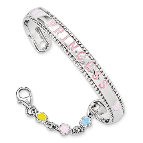 Infant princess sterling silver bangle cuff bracelet