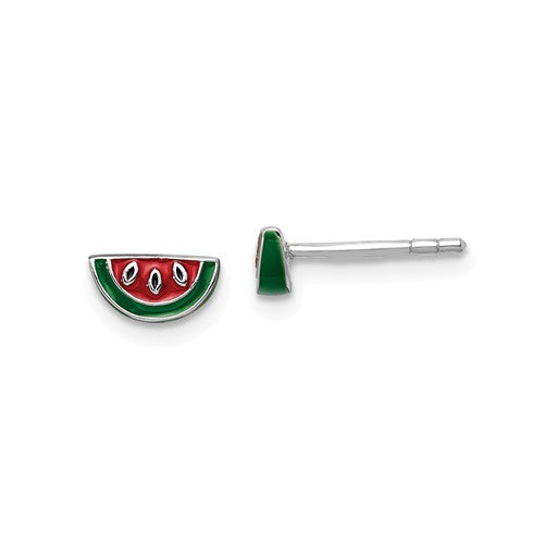 Sterling children's Watermelon slice stud earrings