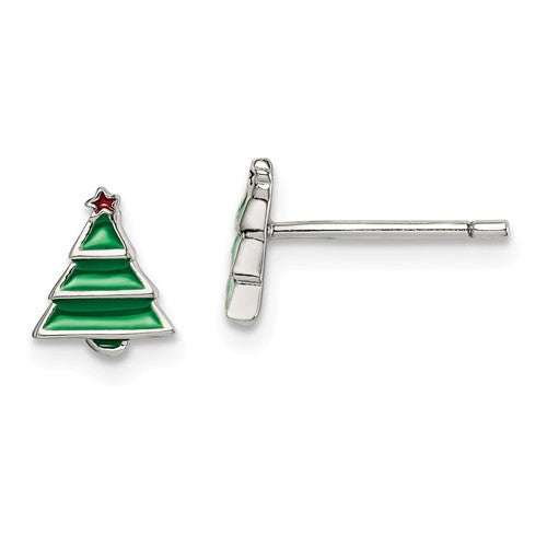 Sterling Christmas Tree children's stud earrings