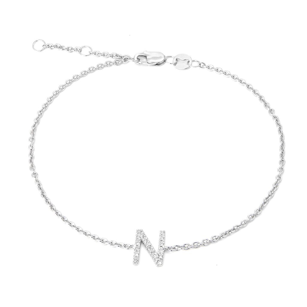Sterling Silver Diamond Letter bracelet