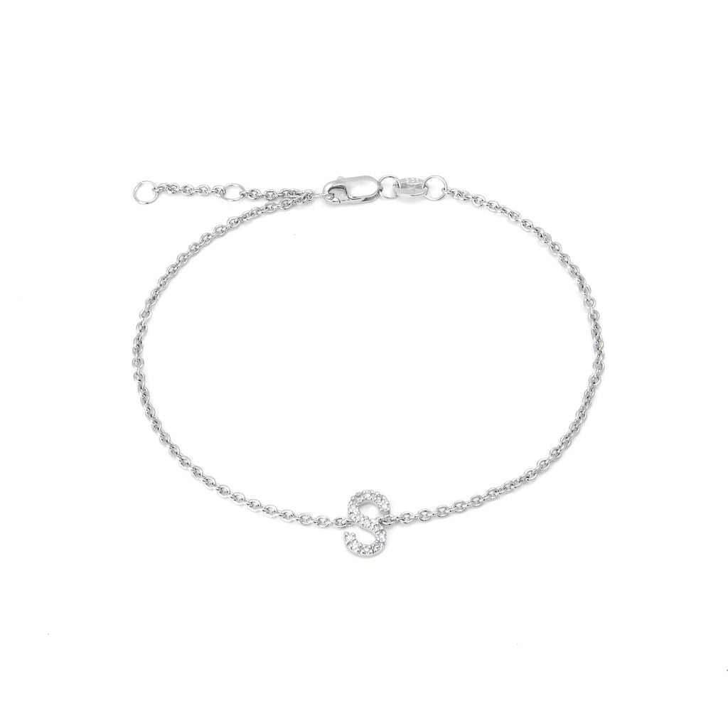 Sterling Silver Diamond Letter bracelet