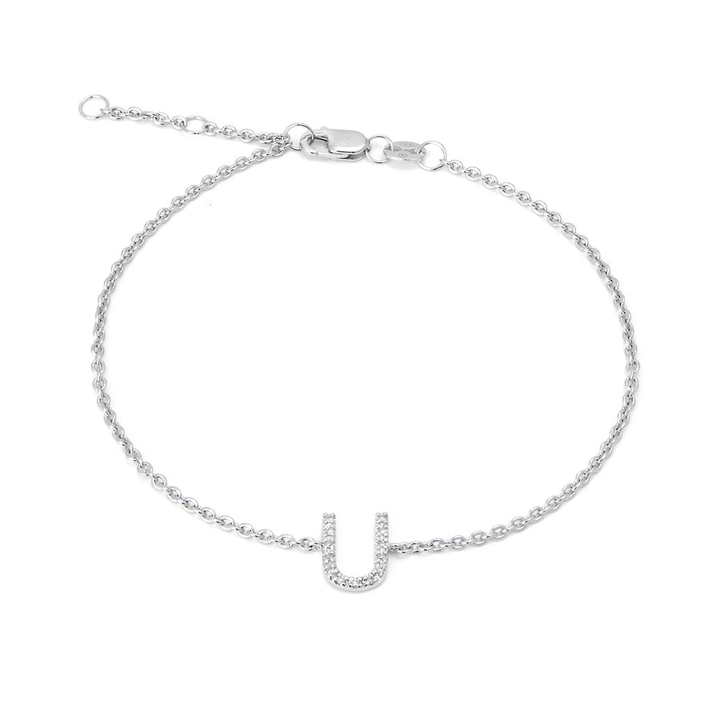 Sterling Silver Diamond Letter bracelet