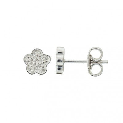 Sterling Diamond sterling Flower stud