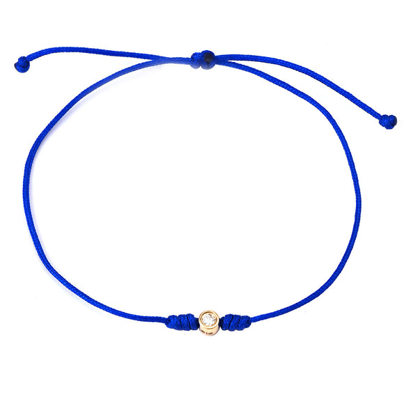 1KT Diamond .10 ct bezel set silk cord bracelet in Blue