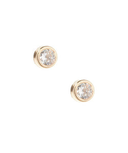 14 KT Baby CZ Bezel screw back earrings