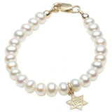 14 KT Freshwater pearls with gold star of david dangle.  Gift boxed. Guaranteed lifetime restringing. 