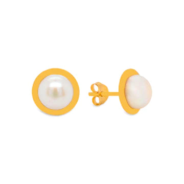 14 KT Children's deluxe trim pearl earrings 5mm.