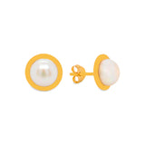 14 KT Children's deluxe trim pearl earrings 5mm.