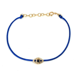 Silk Cord Evil Eye Sapphire and Diamond Bracelet