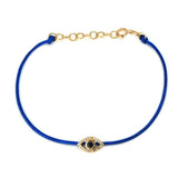 Silk Cord Evil Eye Sapphire and Diamond Bracelet