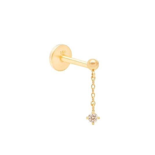 14 KT Single dot with chain and cz drop