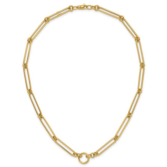 14 KT Elogated link push clasp necklace