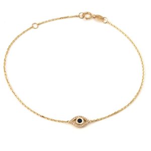 14 KT Evil eye diamond and sapphire bracelet 6" + 1