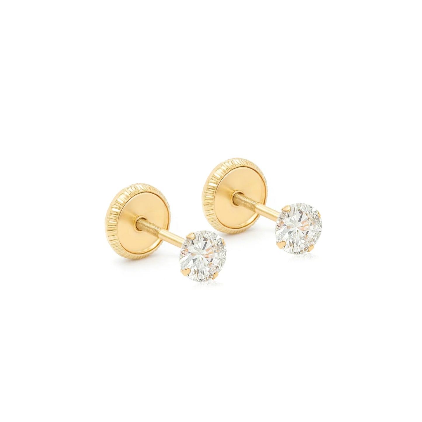 14 KT Round cz. earrings screw backs