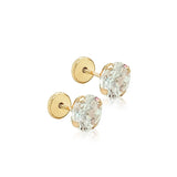 14KT Children's Round CZ. screw back earrings