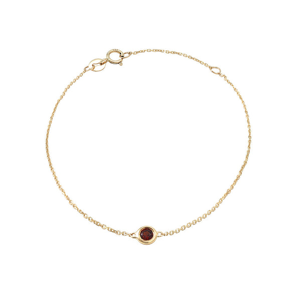 14 KT Garnet birthstone gold adjustable bracelet- January