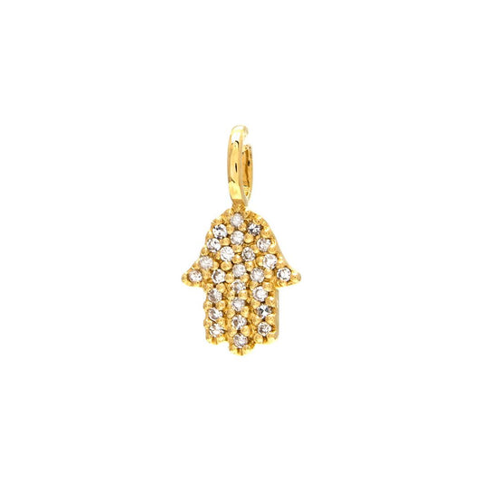 14 KT Diamond Hamsa Pendant yellow gold