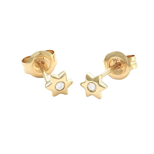 14 KT Mini Star of David diamond earrings
