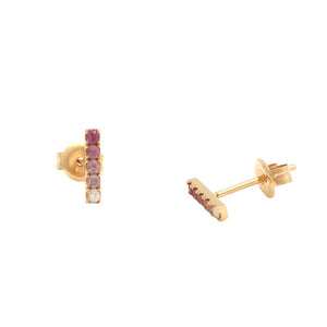 14 KT Bar Natural Pink Sapphire Earrings