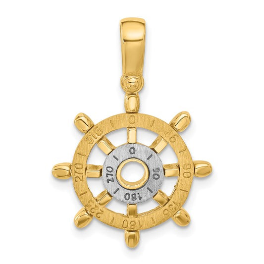 14KT Nautical Wheel two tone pendant