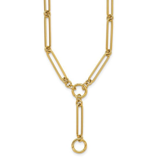 Lariat paperclip link push clasp necklace