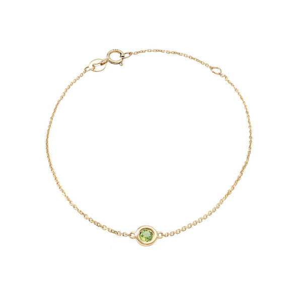 14 KT Peridot August Birthstone gold bracelet