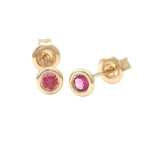 14 KT October Birthstone Pink Tourmaline earrings