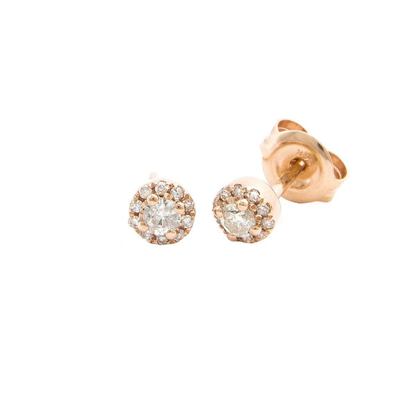 14 KT Rose gold round prong set 4mm. stud earrings