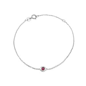 14 KT July Ruby Birthstone gold bracelet